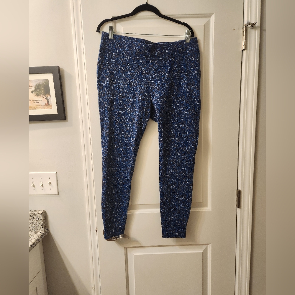 Lands' End Navy Floral Leggings